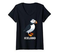 Donna Puffin Muffin Seabird Cute Atlantic Puffin Maglietta con Collo a V