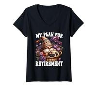 Donna Pug Dad Gnome Graphic For Pug Grandma Life Funny Retirement Maglietta con Collo a V