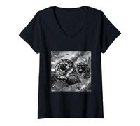Donna Pug World War Two WW2 History Teacher WWII Gear Retro Aereo Maglietta con Collo a V