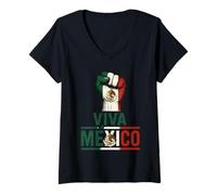 Donna Pugno chiuso sollevato Viva Mexico Maglietta con Collo a V