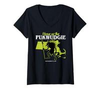 Donna Pukwudgie Massachusetts State American Cryptid Divertente Maglietta con Collo a V