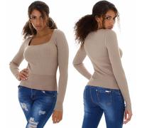 Donna Pullover Maglia Fine collo Alto A V Costine Elasticizzato Sottile 34 36