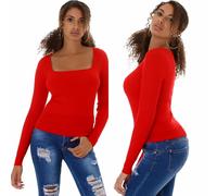 Donna Pullover Maglia Fine collo Alto A V Costine Elasticizzato Sottile 34 36