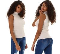 Donna Pullover Maglia Fine collo Alto A V Costine Elasticizzato Sottile 34 36