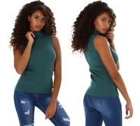 Donna Pullover Maglia Fine collo Alto A V Costine Elasticizzato Sottile 34 36