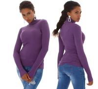 Donna Pullover Maglia Fine collo Alto A V Costine Elasticizzato Sottile 34 36