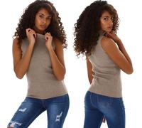 Donna Pullover Maglia Fine collo Alto A V Costine Elasticizzato Sottile 34 36