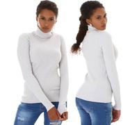 Donna Pullover Maglia Fine collo Alto A V Costine Elasticizzato Sottile 34 36