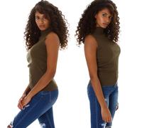 Donna Pullover Maglia Fine collo Alto A V Costine Elasticizzato Sottile 34 36