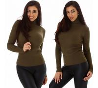Donna Pullover Maglia Fine collo Alto A V Costine Elasticizzato Sottile 34 36