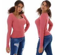 Donna Pullover Maglia Fine collo Alto A V Costine Elasticizzato Sottile 34 36