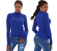 Donna Pullover Maglia Fine collo Alto A V Costine Elasticizzato Sottile 34 36
