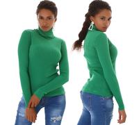 Donna Pullover Maglia Fine collo Alto A V Costine Elasticizzato Sottile 34 36
