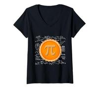 Donna Pumpkin Pie Math Pi Day Divertente Halloween Ringraziamento Maglietta con Collo a V