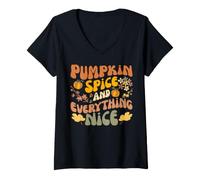 Donna Pumpkin Spice And Everything Nice Fall Season Fall Maglietta con Collo a V