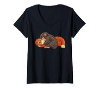 Donna Punch Baby Monkey Trendy Giappone Meme Cute Monkey Lover Maglietta con Collo a V