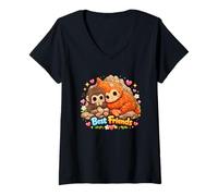 Donna Punch Best, Friends, Baby, Monkey And Orangutan Chibi Maglietta con Collo a V