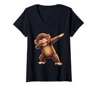 Donna Punch Monkey Dab Pose Maglietta con Collo a V