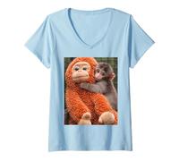 Donna Punch The Monkey Meme X Ape Cute Punch Monkey Baby Meme Maglietta con Collo a V