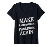 Donna Punk Rock America Maglietta con Collo a V