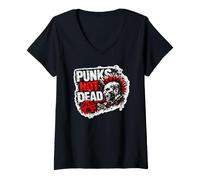Donna Punks Not Dead, OI, Punk Rock, Punk Maglietta con Collo a V