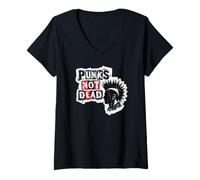 Donna Punks Not Dead, OI, Punk Rock, Punk Maglietta con Collo a V