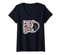 Donna Punks Not Dead, OI, Punk Rock, Punk Maglietta con Collo a V