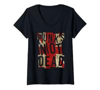 Donna Punk's Not Dead - Vintage Punk Rock - Punk Is Not Dead Maglietta con Collo a V