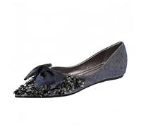 Donna Puntato Strass Balletto Scarpe Piatte Scintilla Fiori Arco Festa di Nozze Comfort Tacco Basso Elegante Abito Appartamenti