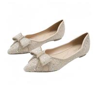 Donna Puntato Strass Balletto Scarpe Piatte Scintilla Fiori Arco Festa di Nozze Comfort Tacco Basso Elegante Abito Appartamenti