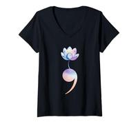 Donna Punto e virgola Lotus Suicide Consapevolezza Prevenzione Speranza Arte Maglietta con Collo a V