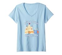 Donna Punto panoramico Long Island Whimsy Sand Castle Crab Beach Maglietta con Collo a V