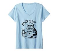 Donna Purr My Last Email Funny Cat Office Humor Sarcastic Maglietta con Collo a V