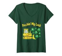 Donna Pushing My Luck St Patrick 67 Irish Shamrock Construction Maglietta con Collo a V