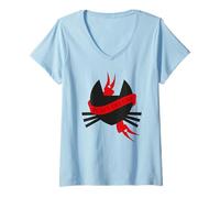 Donna Pussy Deluxe Cat Banner Maglietta con Collo a V