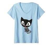 Donna Pussy Deluxe Cat Maglietta con Collo a V