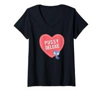 Donna Pussy Deluxe Heart Maglietta con Collo a V