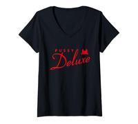Donna Pussy Deluxe Logo Maglietta con Collo a V