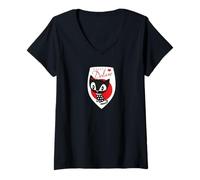 Donna Pussy Deluxe Shield Pink Star Eyes Cat Maglietta con Collo a V