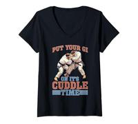 Donna Put Your Gi On It's Cuddle Time Jiu Jitsu Love battute Maglietta con Collo a V