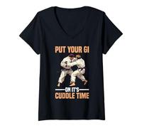 Donna Put Your Gi On It's Cuddle Time Jiu Jitsu Love battute - Maglietta con Collo a V