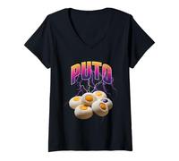 Donna Puto Filippino Meme Bootleg Rap Style 90s Vintage Divertente Maglietta con Collo a V
