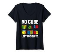 Donna Puzzle competitivo No Cube Left Unsolved Maglietta con Collo a V