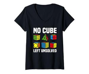 Donna Puzzle competitivo No Cube Left Unsolved Maglietta con Collo a V