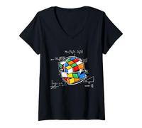 Donna Puzzle Cube Retro Speed Cubing, Giocattolo Vintage Anni '80 Maglietta con Collo a V