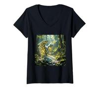 Donna Puzzle fantasy con figure angeliche Maglietta con Collo a V
