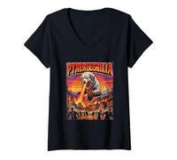 Donna Pyreneeszilla Grande Pirenei Cane - Dogzilla Monster Movie Maglietta con Collo a V
