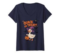 Donna Quack or Treat Funny Goose Geese Duck Halloween Costume Maglietta con Collo a V