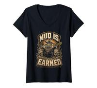 Donna Quad ATV Mud Is Earned Maglietta con Collo a V