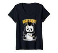 Donna Qual è Il Prossimo Laurea Senior Divertente confuso Panda Laureato Maglietta con Collo a V